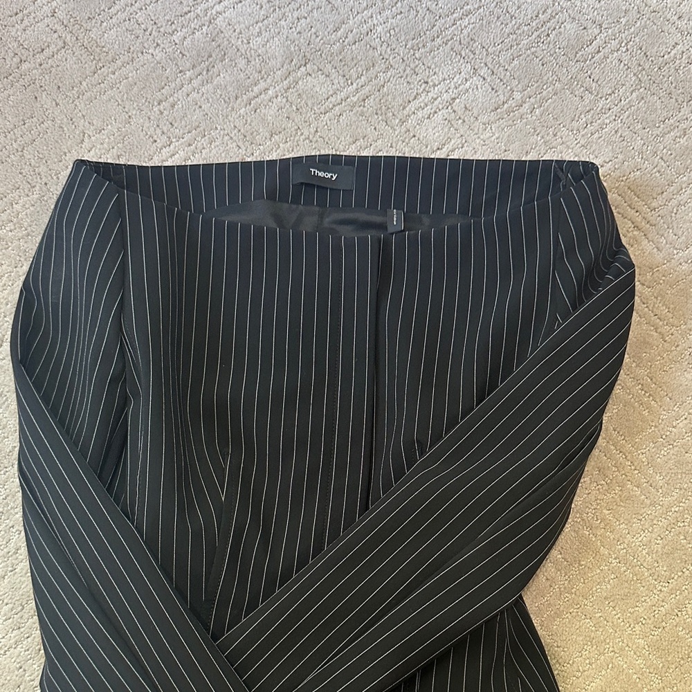 Theory womens portrait neckline Black Striped Dress jacket fitted